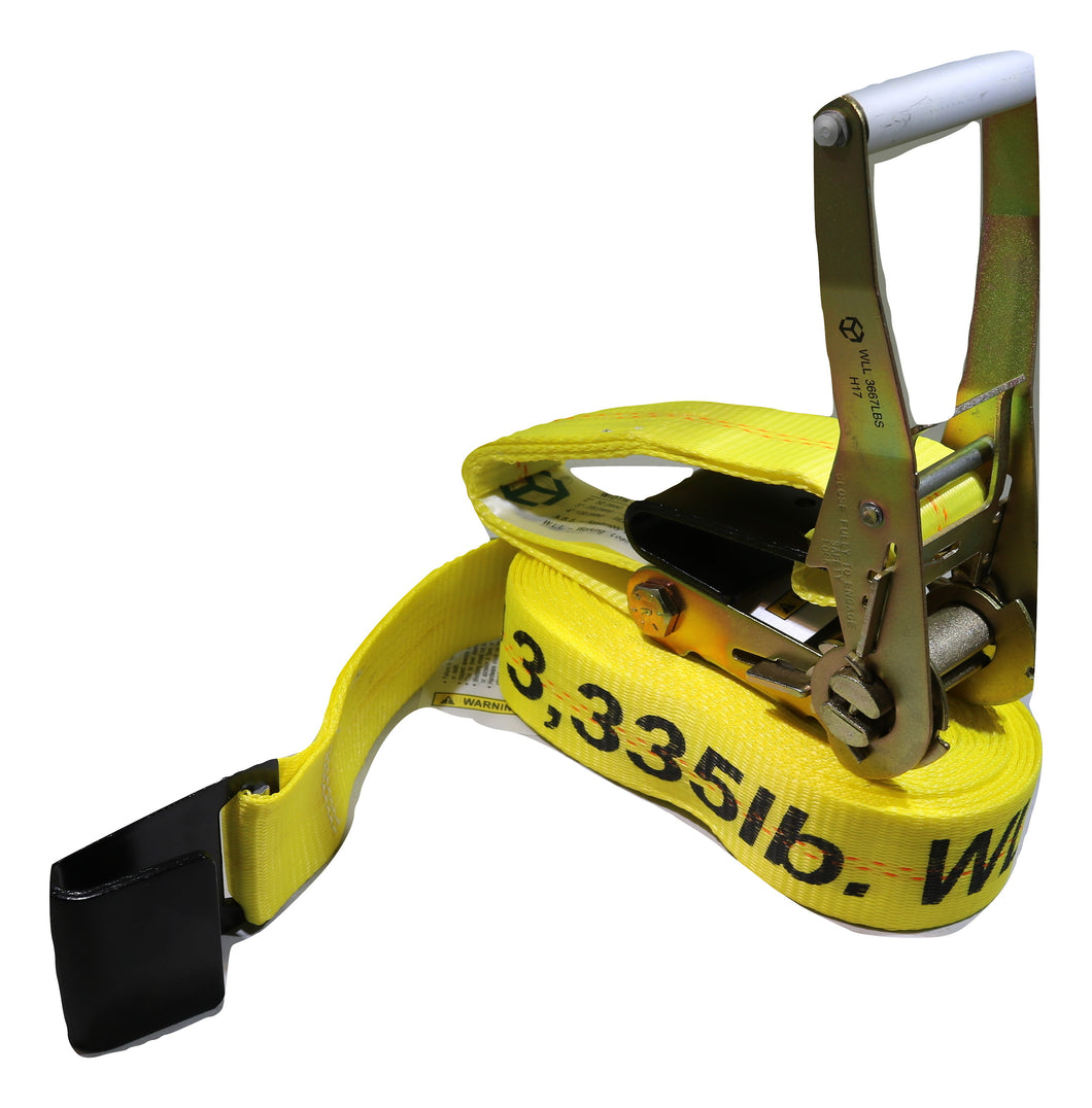 2 X 27 Ft. Ratchet Strap W/ Flat Hooks - 3335 Lb Wwl - Straps